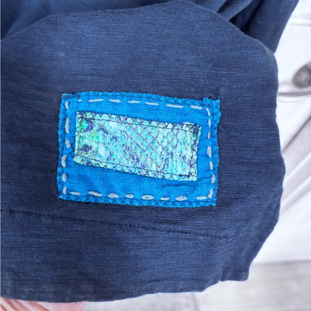 Chicos Deep Navy V Neck With Patchwork Embroidere… - image 7